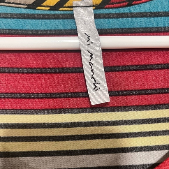 Vintage Mi Manchi Retro Rainbow Stripe Short Sleeve Y2K Maxi Dress Small Artsy - Picture 3 of 9
